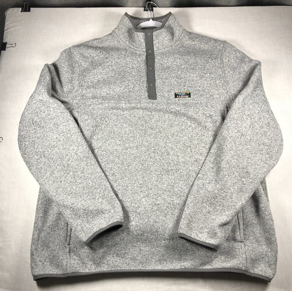 L.L.Bean Men’s XL Big & Tall Heathered Fleece Mock Neck Snap Pullover